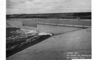 Lake Conroe Dam and Weir Pond Construction in 1972 (credit: San Jacinto River Authority)