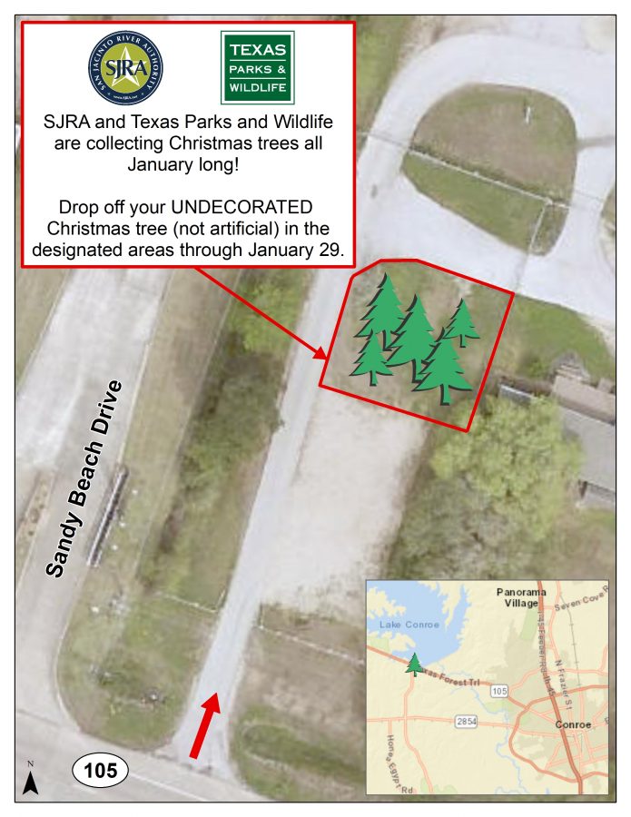 Christmas Tree Dropoff location San Jacinto River Authority